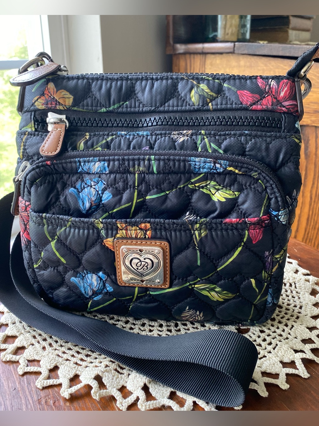 Brighton Kallista Messenger Wild Garden Crossbody Quilted Lightweight Nwot